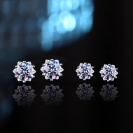 Df [Shop Hot Sale] Genuine Moissanite Strobe Earrings S999 Sterling Silver Men Women Same Style Earr