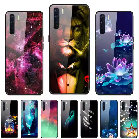 For OPPO A91 Case 2020 Tempered Glass Print Back Cover Hard Case For OPPO A91 A 91 OPPOA91 Coque Pho