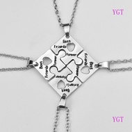 YGT 4 piece Set Best Friend Friendship Necklace Inlaid  Stitching BFF Pendant Fashion Jewelry Gift