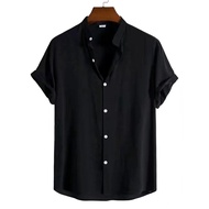 2022 Chinese Collar Polo for Men Long/Short Sleeves Full Buttons Cotton Korean Shirt