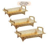 LOVIVER Iron Golden Fruit Tray Counter Tray,Desert Tray Organizer with Handles,Hotel KTV Vanity Tray