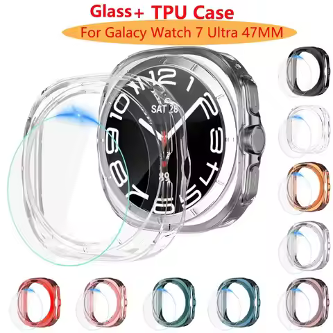 Glass+Case for Samsung Galaxy Watch 7 Ultra 47mm Soft TPU Case Bumper Screen Protector Cover for Gal
