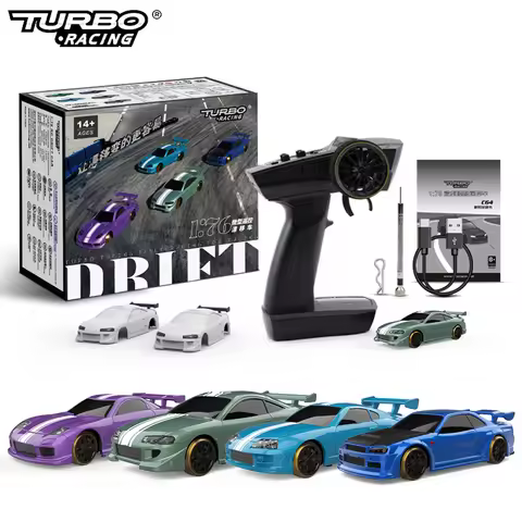 Turbo Racing C61 C62 C63 C64 Full Proportional 1:76 RC Drift Car With Gyro P21 SVC 4CH Remote Contro
