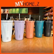 MYHZ_ Reusable Tumbler Cup With Straw Series Stainless Steel ABS Coffee Water Bottle 20oz cawan term