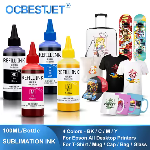 Sublimation Ink 100ML 4Colors/Set For Epson All Printer ET-2720 ET-2760 ET-2750 ET-15000 ET-4700 ET-