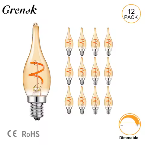 Retro Candle Led Bulb C22T 1.5W Spiral Filament Bulb 2200k E12 E14 Candelabra Base Flame Shape Bent 