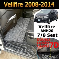 Toyota Vellfire (2008-2014) ANH20 Carpet 7seaters &amp; 8eaters Double-Layer Car Floor Mats ANH20 Model