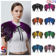 QILIN Feather Shawl, Adjustable Luxury Feather Shrug Shawl, Costume Punk Gothic Capes Shoulder Fake 