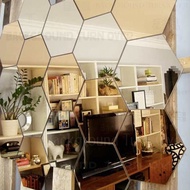 Regular Hexagon Honeycomb Decorative 3D Acrylic Mirror Wall Stickers Living Room Bedroom Poster Home