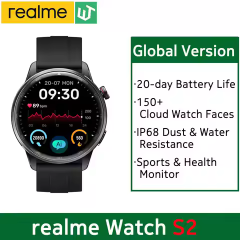 Global Version realme watch S2 SmartWatch Blood Oxygen Sensor 1.43'' AMOLED Display 20 Days Battery 