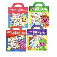 [KOREA] Pinkfong Sticker in a Bag_ BEST 4 Set : Baby Shark Sticker + Animal Sticker + Car Sticker + Dinosaur Sticker