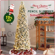 (WY) Great-King Pointed Snow Slim Christmas Tree Flocking Christmas Tree 4ft 5ft 6ft 7ft