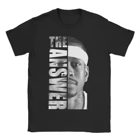 Funny Allen Iverson The Answer Basketball T-Shirts for Men Women Pure Cotton T Shirts Short Sleeve T