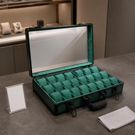 Watch Display Case 24-Slot Watch Case Storage Padded Cushions Velvet-Lined