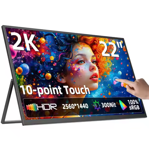 22 Inch 2K Portable Monitor Touch Screen 2560x1440P QHD 100% sRGB IPS External Monitors for Laptop P