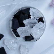 天然擴香礦石 櫸木-極光燈組 白水晶+黑曜石