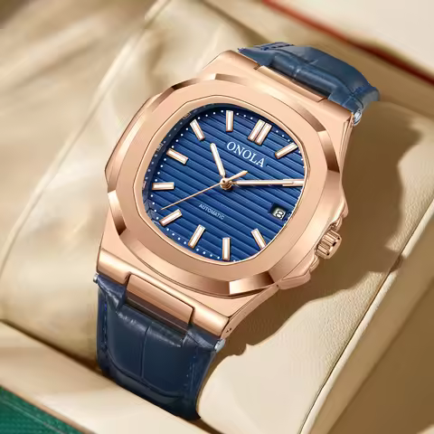 Fashion fully automatic mechanical men's watch ONOLA high-quality waterproof leather watch men's clo