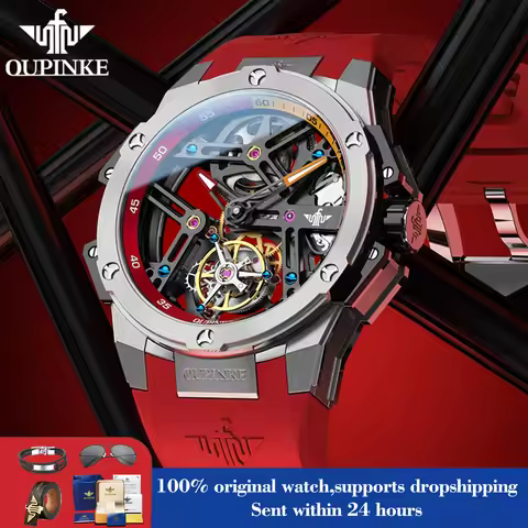 OUPINKE Tourbillon Watch OUPINKE 8003 Men's Watch 45mm Big Dial Fashion Hollow Automatic Watch For M
