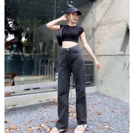 Highwaist Kulot Jeans Wanita Loose