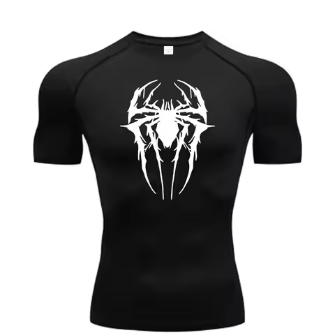 Men's Spider-printed Compressed Shirt, Fitness Sports, Running T-shirts, Fitness Sports Athletes Qui
