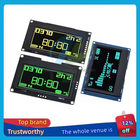 TZT 2.42" 2.42 inch LCD Screen White Yellow 128x64 OLED Display Module IIC I2C SPI Serial for C51 SP