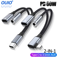 PD 60W USB C to 3.5mm AUX Cable Converter 2 In 1 Type C to 3.5mm  Headphone Jack Adapter Audio Cable for Xiaomi Huawei Earphone