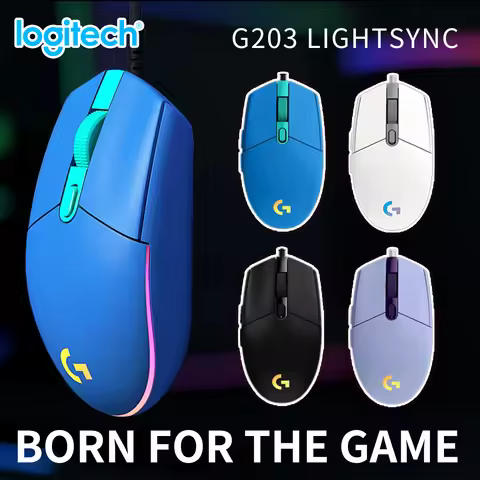 Logitech G203 Wired Gaming Mouse 1ms Response LIGHTSYNC RGB 6 Programmable Buttons Compatible With G