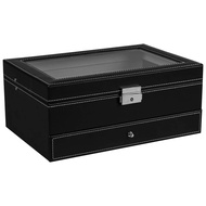 12 Slot Lockable Watch Storage Boxes Jewelry Display Drawer Case 2-Tier Organizer Watch Showcase wit