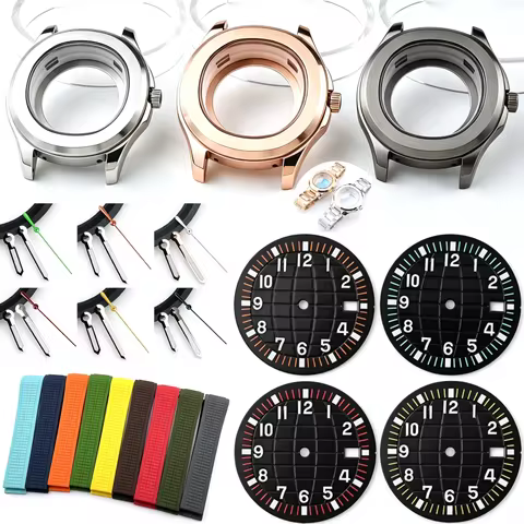 44mm NH35 Watch Case 32mm Checkerboard-patterned Dial Rounded Octagonal Bezel For Seiko PP Aquanaut 