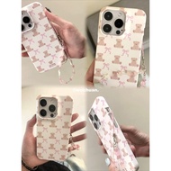 Phone Phone Case Suitable for iPhone 7 8 Plus x xs xr xsmax 11 12 13 14 15 pro max ins Style Korea Film Hard Case Full Screen Bear Bow Shock-resistant Large Hole All-Inclusive Mobile Phone Protective Case Shell GAOR