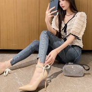 LTC56 women's shoes with 8cm high heel, graceful and feminine, flattering and easy to coordinate in 