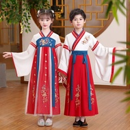 Hanfu Children Men Women Tang Suit Student Chinese Costume Ancient Costume Red Ancient Costume Ancie