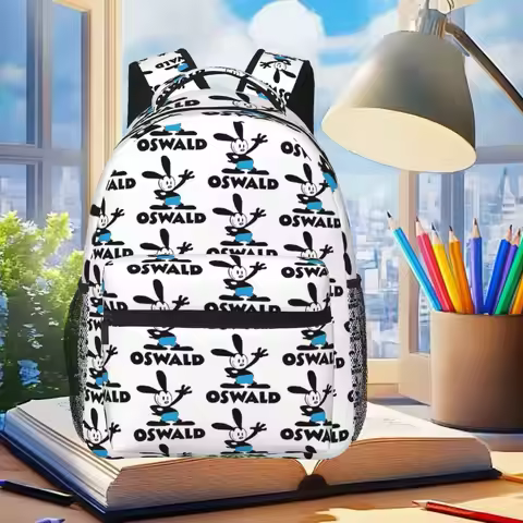 Oswald The Lucky Rabbit Backpack Student Boys Girls BookBag Children School Bag Laptop Shoulder Bags
