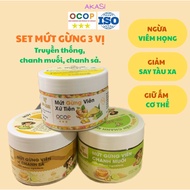 SET OF 3 JARS OF QNA FARM GINGER JAM PILLS 95G - TRADITIONAL FLAVOR/Salted Lemon/Lemon Lemongrass - 