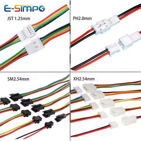 10pcs 20cm JST1.25 PH2.0 XH SM2.54 2P3P 4P 5P 6P Male Female Plug Butt-joint Aerial Docking Crimp Te