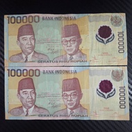 Uang Kuno Soekarno Hatta Polimer 100000 Tahun 1999 Asli