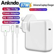Charger for Mac Air Pro USB C 87W for Mac Laptops / Charging Cable USB C TypeC To Magaf 1/2 Cable Co
