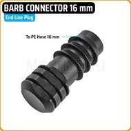 BARB CONNECTOR 16 MM - END LINE PLUG | PE HOSE CONNECTOR FOR HYDROPONIC IRRIGATION - END COVER