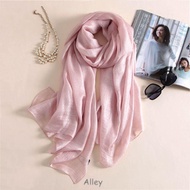 ALLEY Female Sunscreen Shawl, Linen Foulard Women Plain Scarf, 180x85cm Pure Color Bandanas Plus Siz