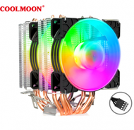 酷月六銅管CPU散熱器 台式電腦雙塔6熱管發光散熱靜音CPU風扇（六銅管雙風扇四針魔月版）