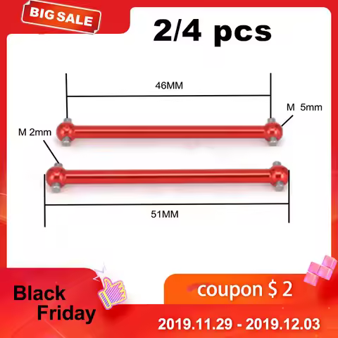 Aluminum 2/4 pcs 51mm Universal Driven Dogbone M608 23608 Rc Car 1/18 Himoto E18 Truck Buggy On-Road