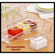 Place Kitchen Spices Set 4 In 1 Clear Crystal Food Grade Seasoning Rack