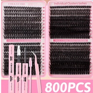800 Eyelash Extension Kits, DIY Eyelash Extension Kits (8-18mm), Single Eyelash Cluster Kit, D-Roll 