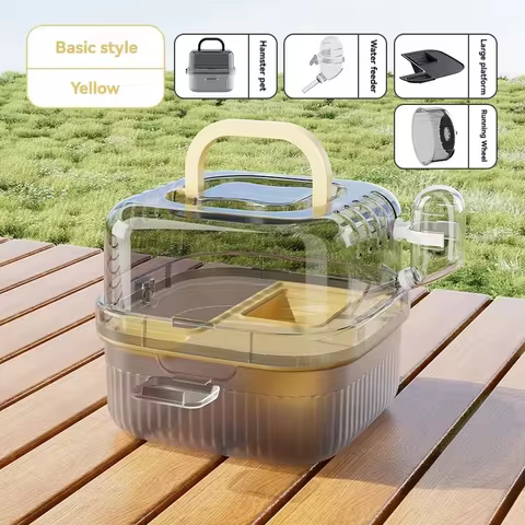 Portable Hamster Travel Cage Lightweight Chinchilla Carrier Box With Handle Breathable Hamster Habit