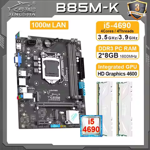 B85 M-ATX LGA 1150 completo motherboard kit with i7 4690 CPU 2*8GB DDR3 RAM set pc gamer HD Graphics