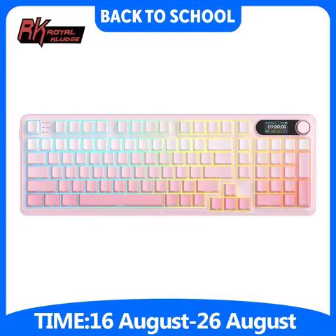 RKS98 English Wireless Mechanical Keyboard Top Mount TFT Screen 98 Keys RGB Tri-mode Gamer Keyboard 