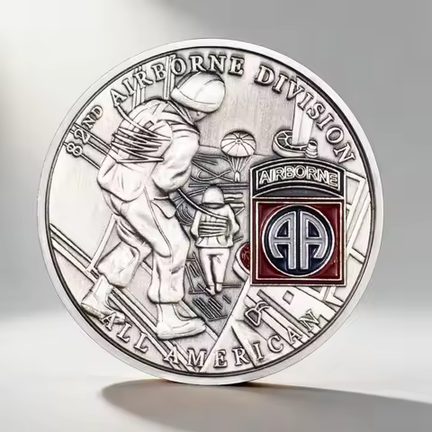 US Army Souvenirs Coin 82nd Airborne Division Antique Silvery Plated Commemorative Coins Home Decora