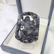 鏤空 烏雞 鍾馗 避邪 吊墜 掛件 | 天然緬甸玉A貨翡翠