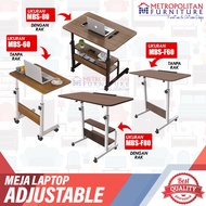 Meja Laptop Komputer Dorong Adjustable Portable Kerja Belajar Roda Multifungsi