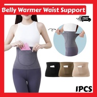 Velvet Belly Warmer Waist Support Dual Pockets Seamless Waist Shaper Anti-Cold Abdomen Warmer